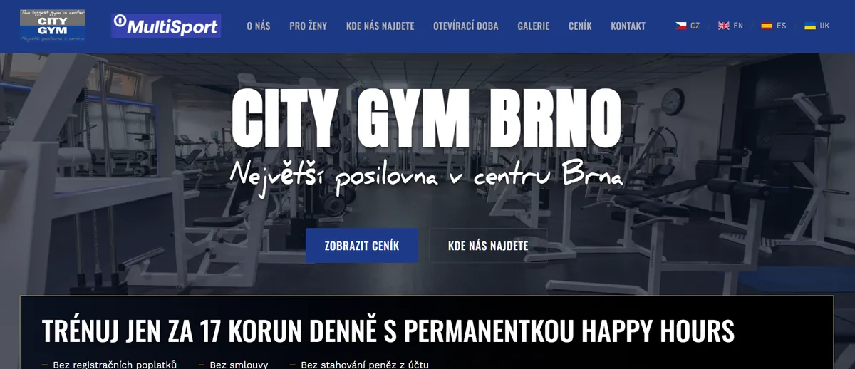 Náhled webu City Gym Brno